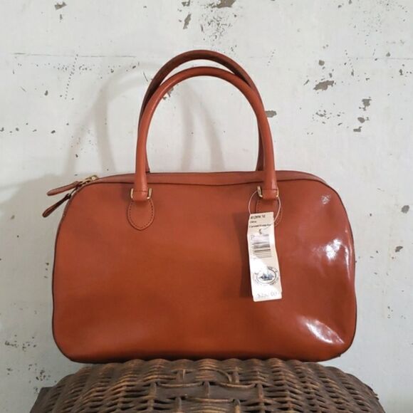 NEW * BRAHMIN Olivia Caramel Hampshire Italian Leather Crossbody Satchel Bag - Picture 2 of 12